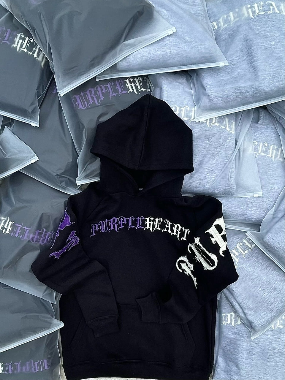 Pvrple Falling Black Hoodie