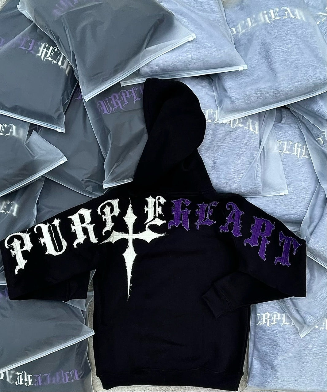 Pvrple Falling Black Hoodie