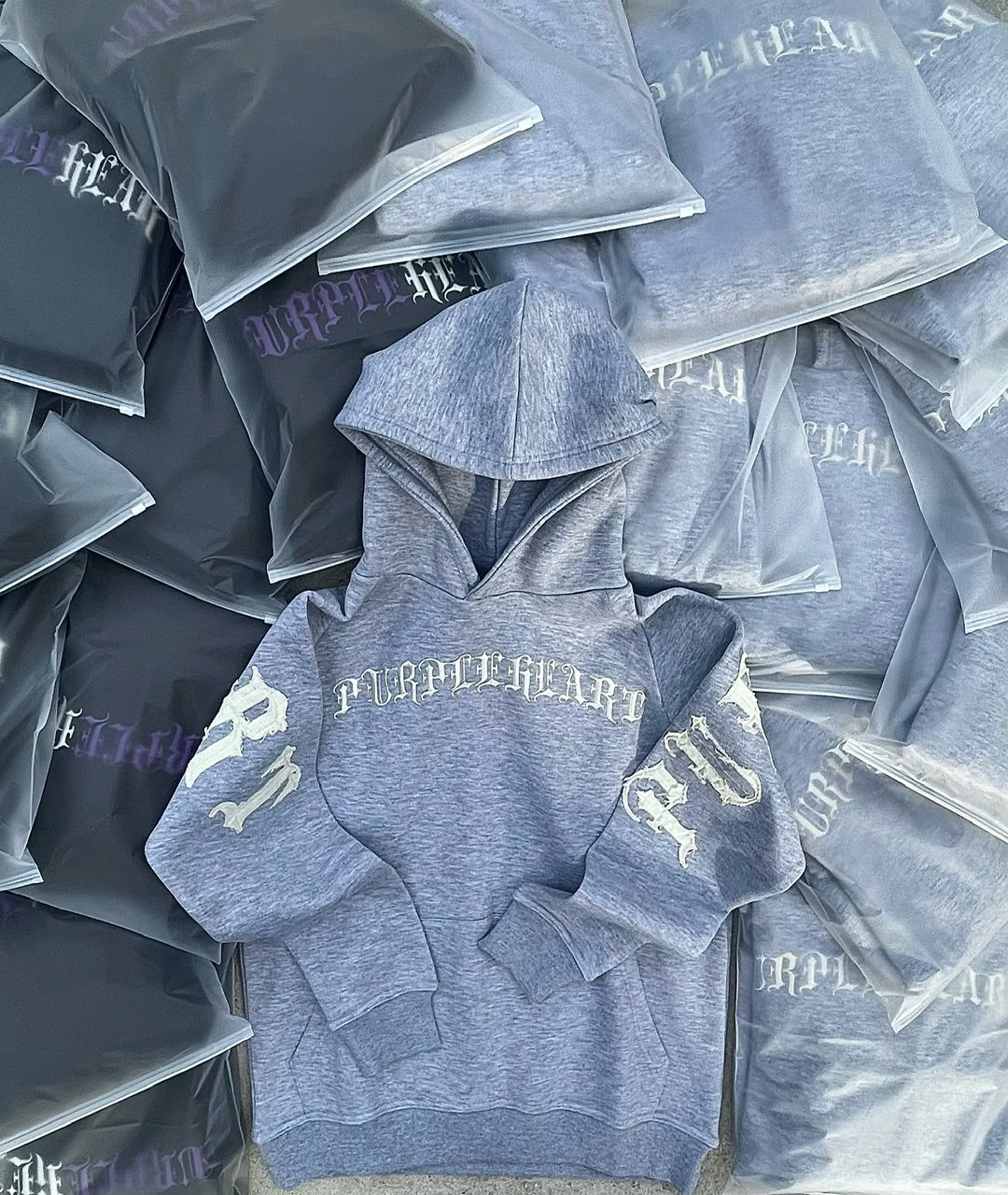 Pvrple Falling Gray Hoodie