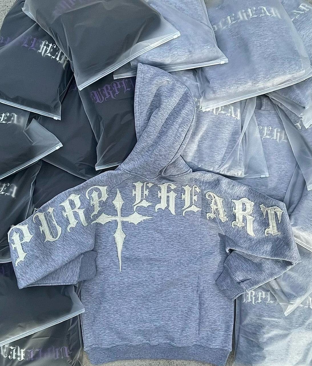 Pvrple Falling Gray Hoodie