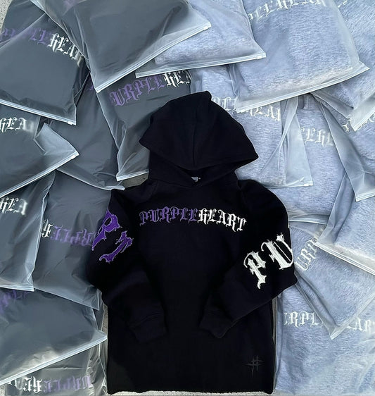 Pvrple Falling Black Oversize Cropped Hoodie